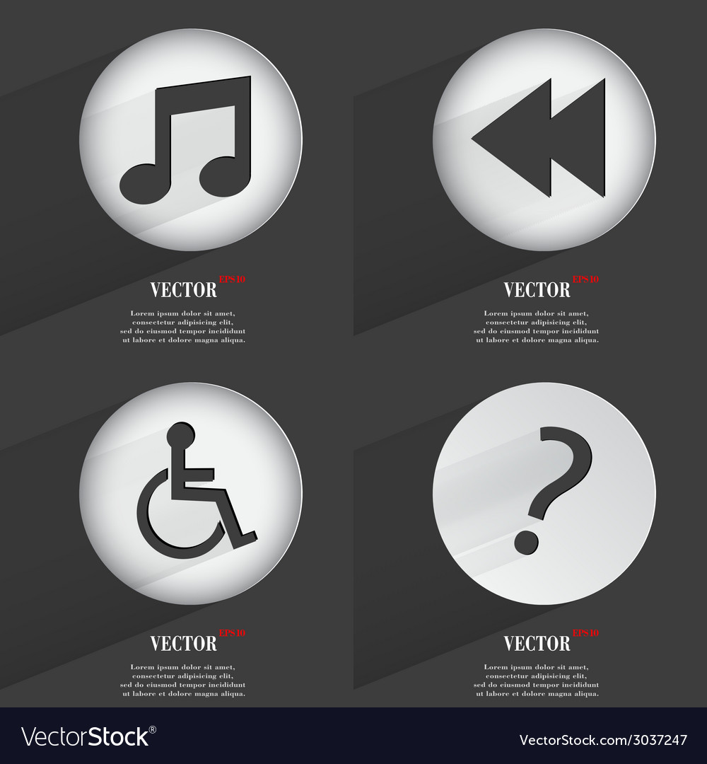 Set of 4 flat buttons icons with shadows
