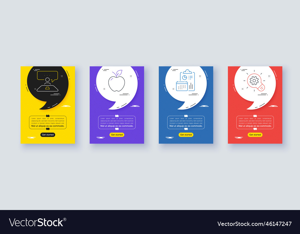 Set of apple interview job and report line icons vector image Set of apple interview job and report line icons