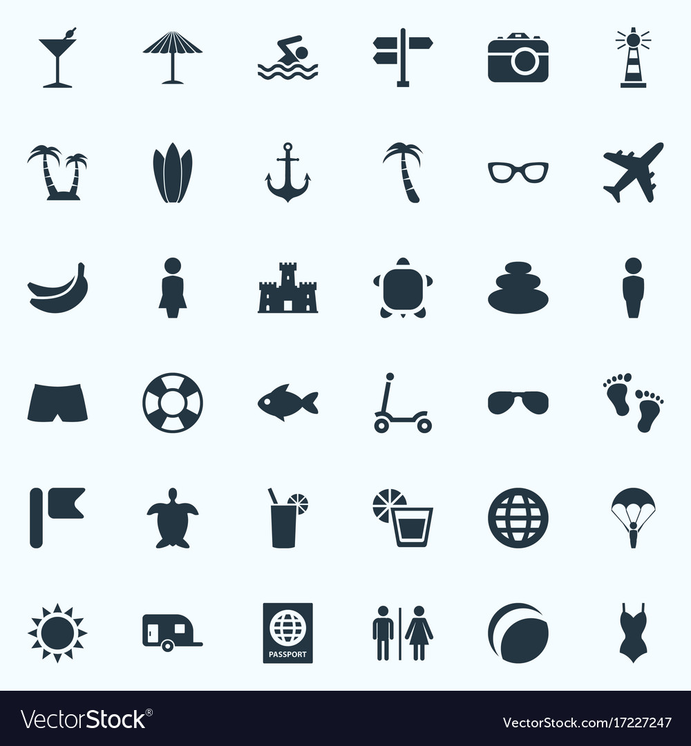 Set of simple seaside icons