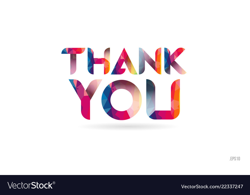 Thank You Colored Rainbow Word Text Suitable Vector Image 7223