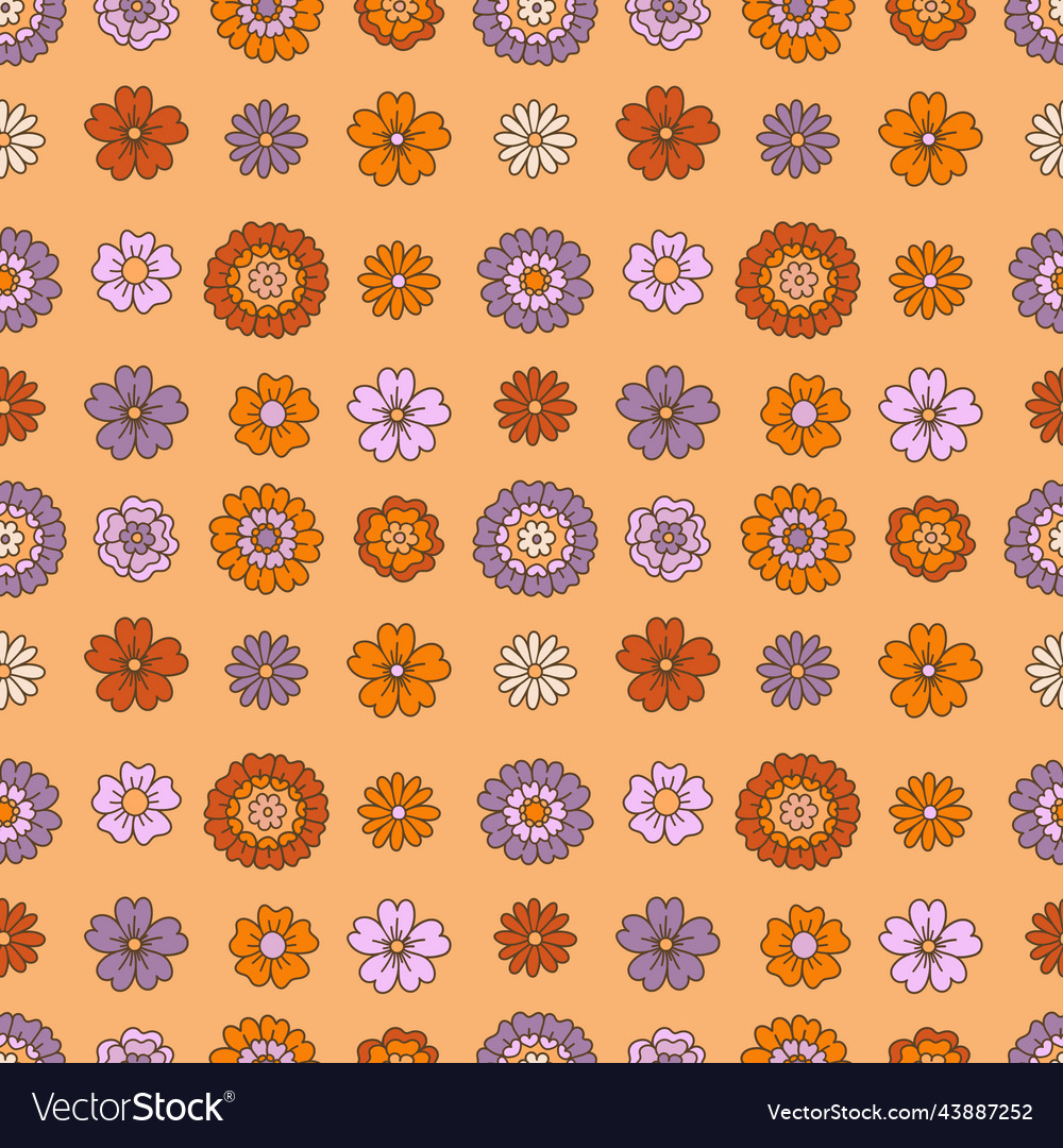 70s goovy daisy flowers seamless pattern vector image 70s goovy daisy flowers seamless pattern