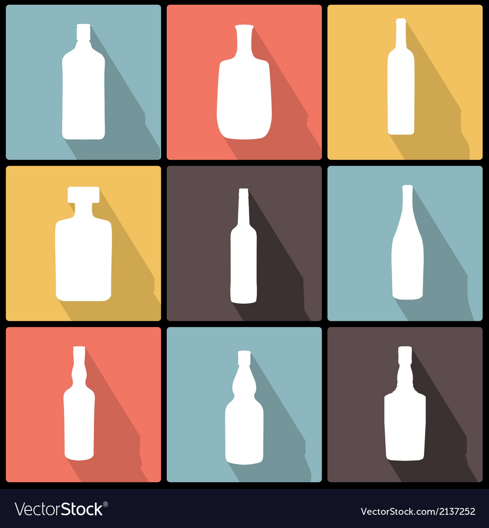 Bottle icons in flat design for web and mobile
