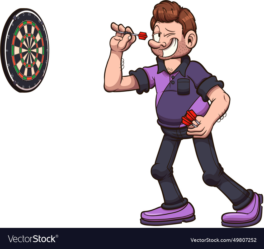 Cartoon darts player Royalty Free Vector Image