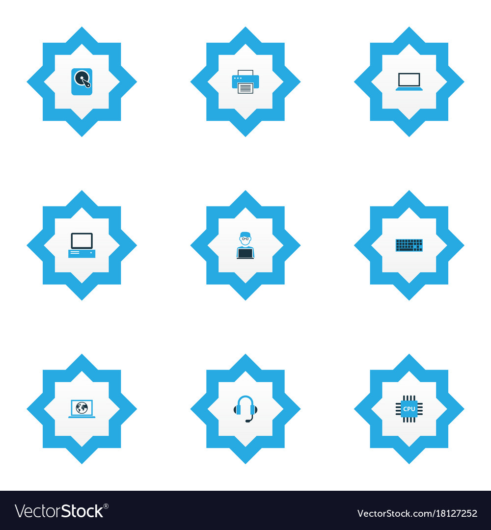 Computer colorful icons set collection of print