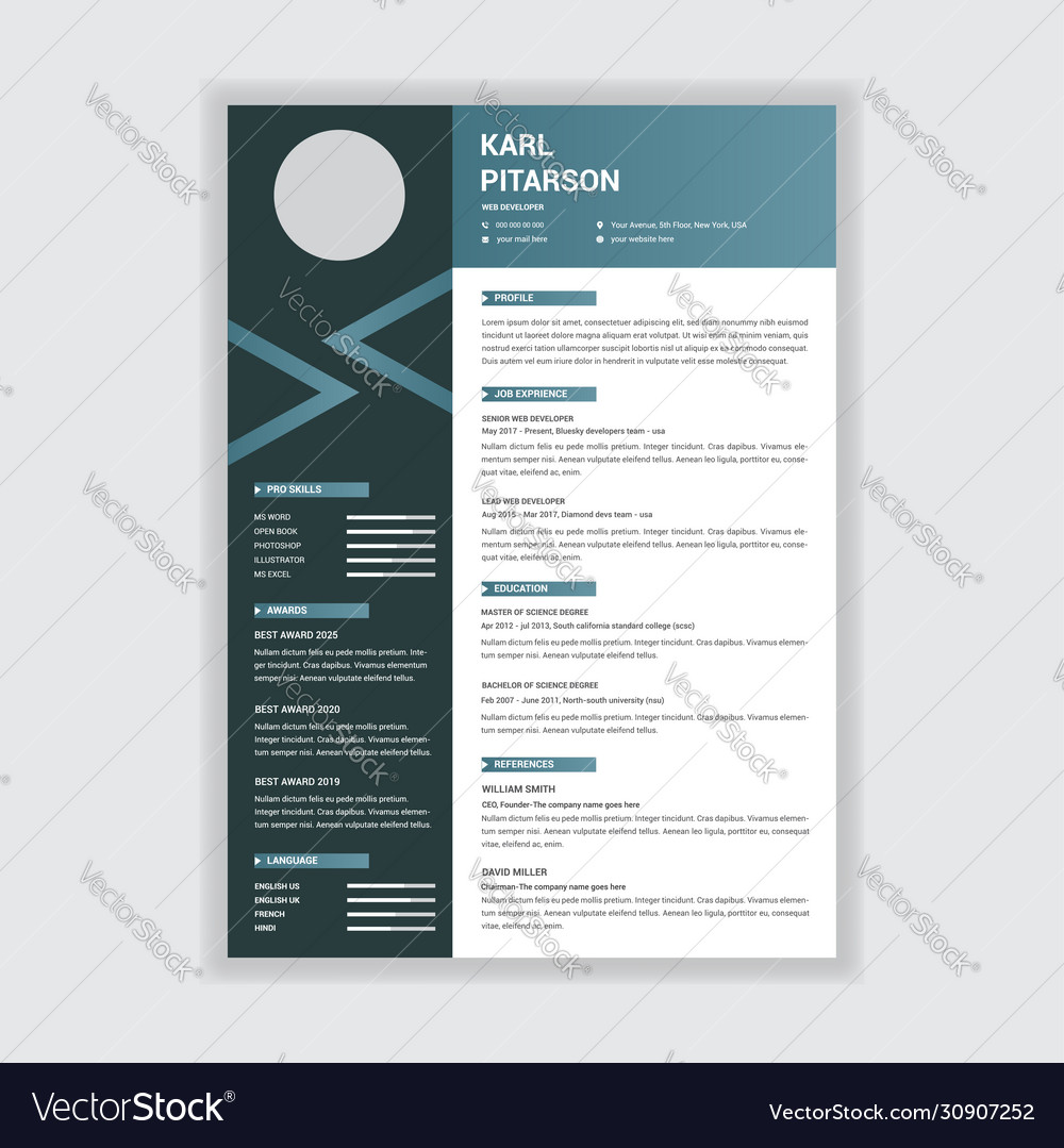 Creative professional resume template design Vector Image