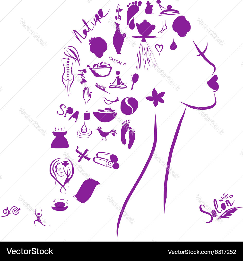 Female head spa concept for your design Royalty Free Vector