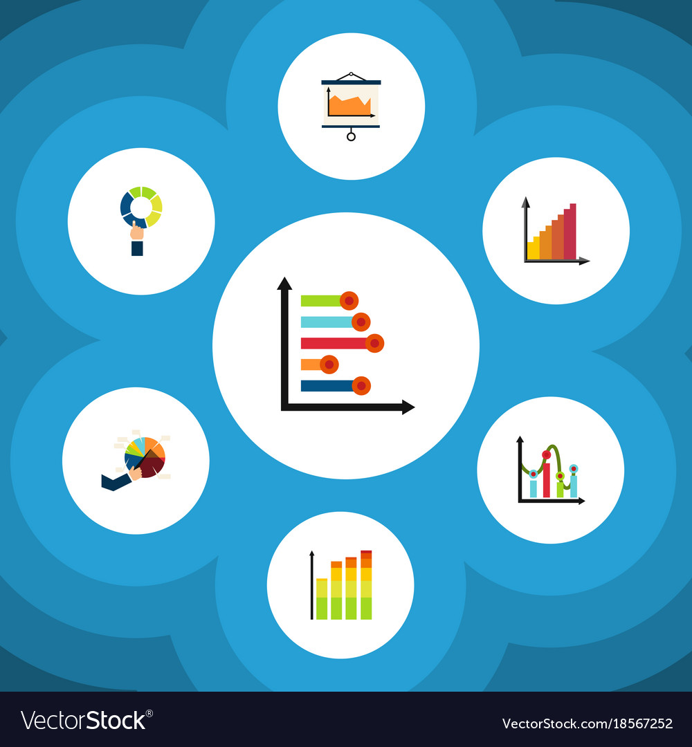 Flat icon graph set of statistic segment