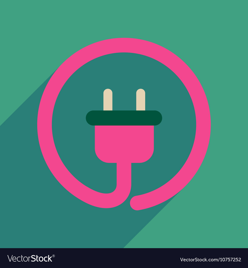 Flat web icon with long shadow power socket