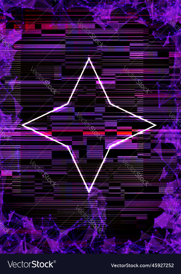 Glitch cyberpunk frame with technology error vector image Glitch cyberpunk frame with technology error