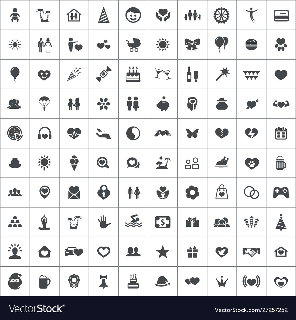 Happiness 100 icons universal set for web and ui