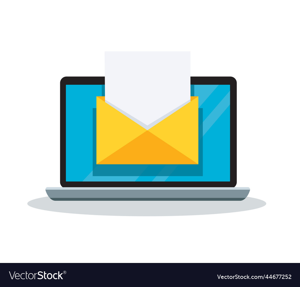 Laptop computer with email notification Vector Image Laptop computer with email notification
