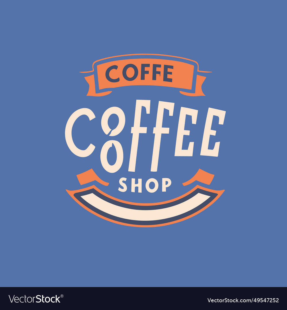 Logo of coffee on a blue background Royalty Free Vector