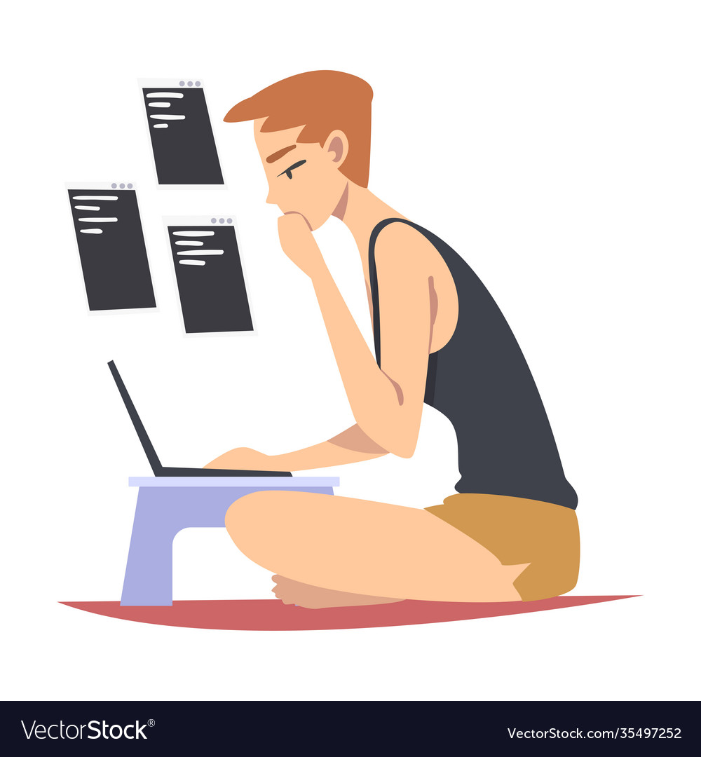Male as software developer or programmer engaged