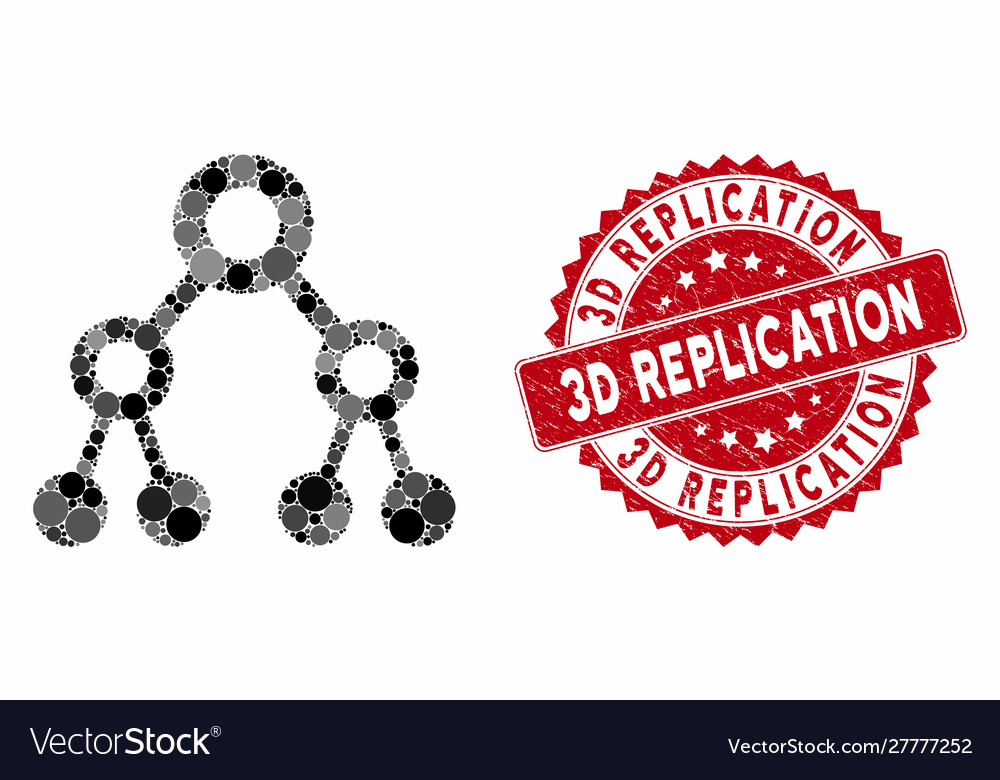 Mosaic binary tree with scratched 3d replication vector image Mosaic binary tree with scratched 3d replication