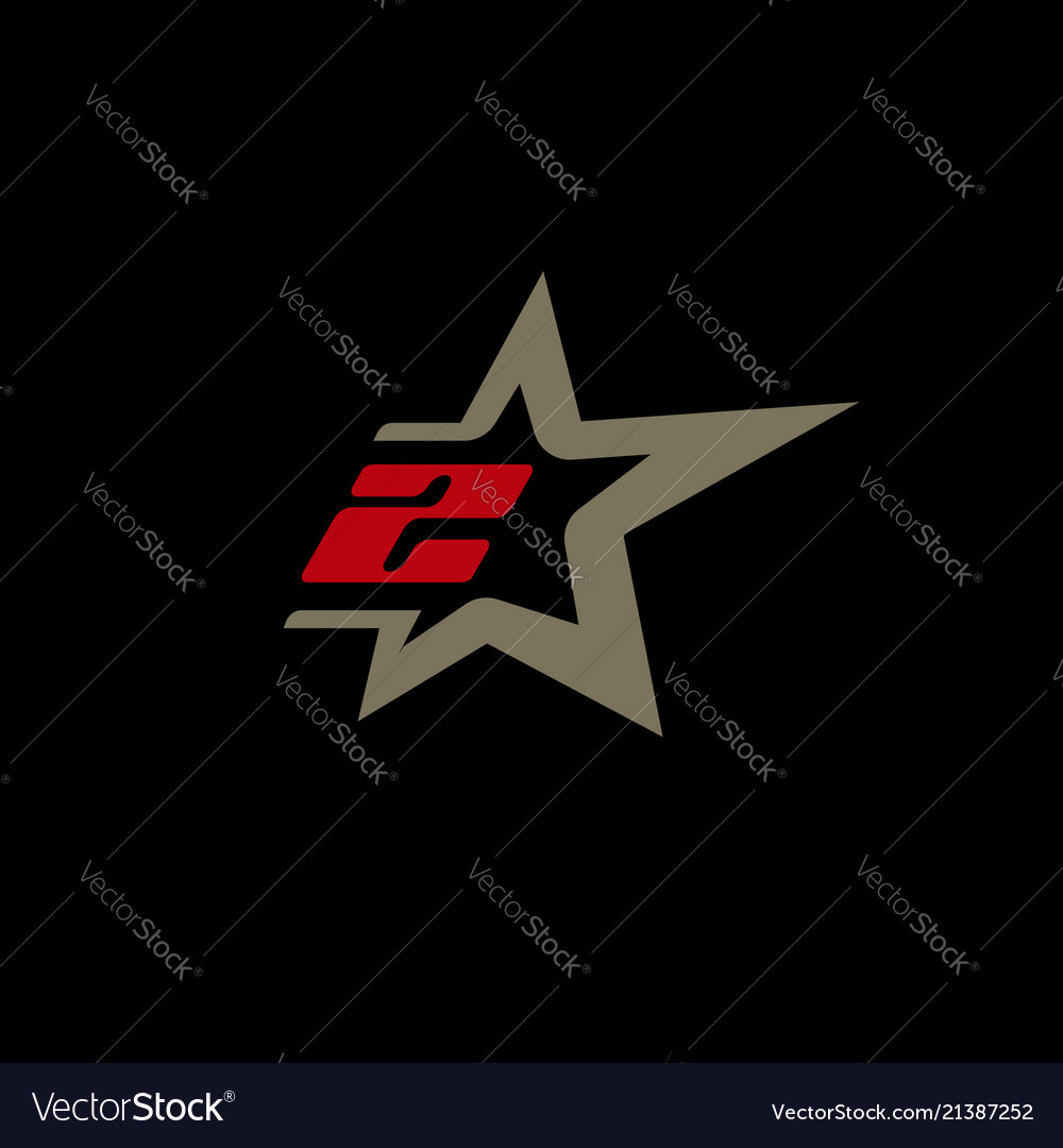 Number 2 logo template with star design element