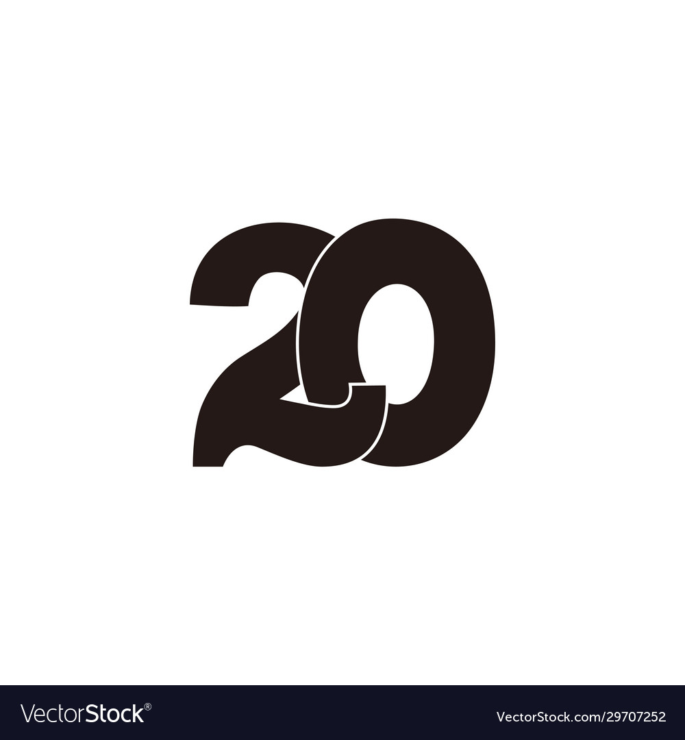 Number 20 linked curves flat overlapping design vector image Number 20 linked curves flat overlapping design