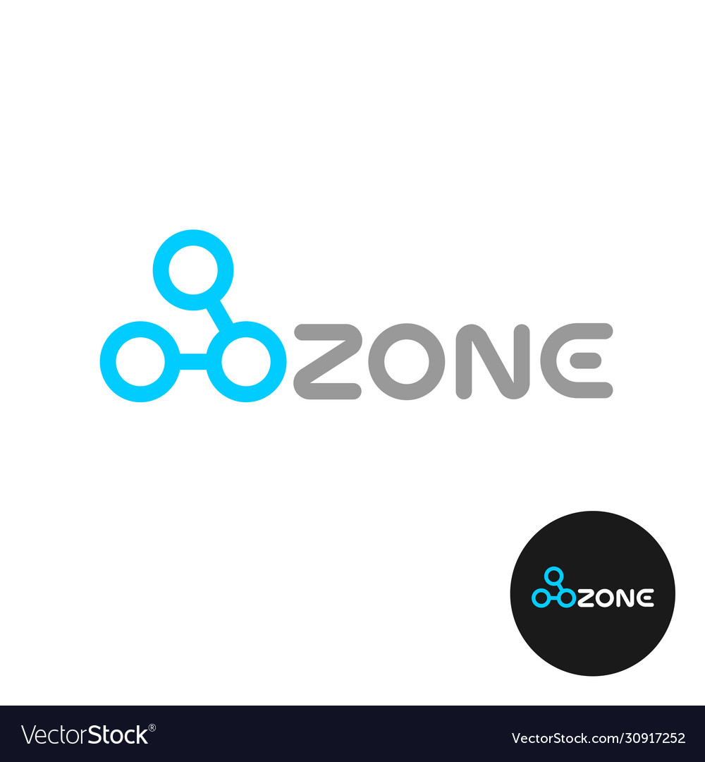 Ozone word logo with o3 molecule structure ozone Vector Image