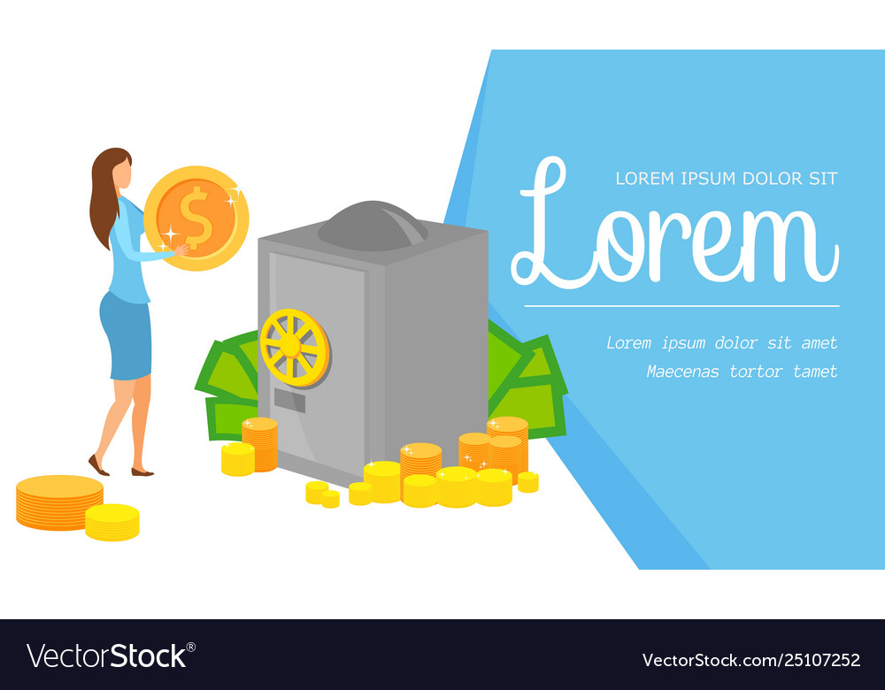 Personal Bank Storage Flat Banner Template Vector Image