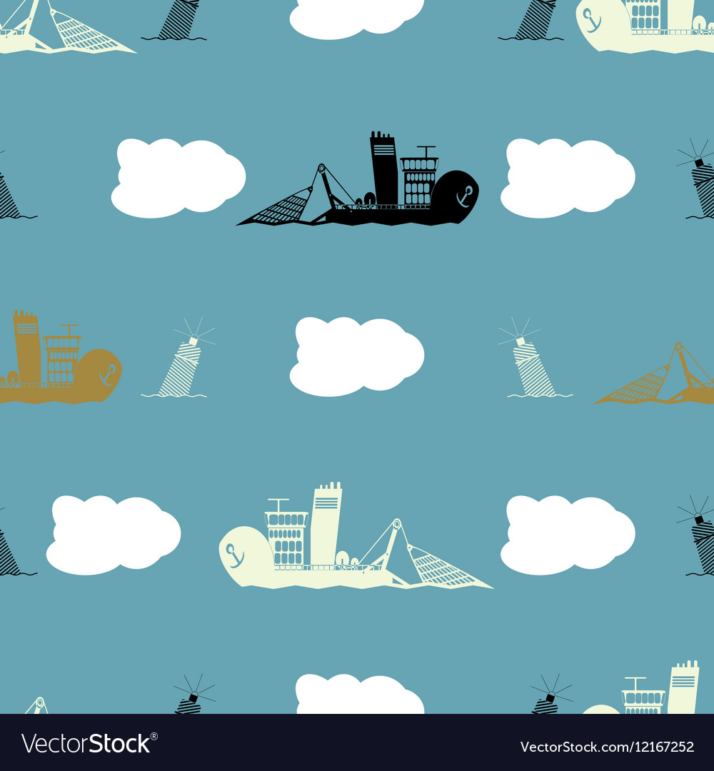 Seamless background with sea objects