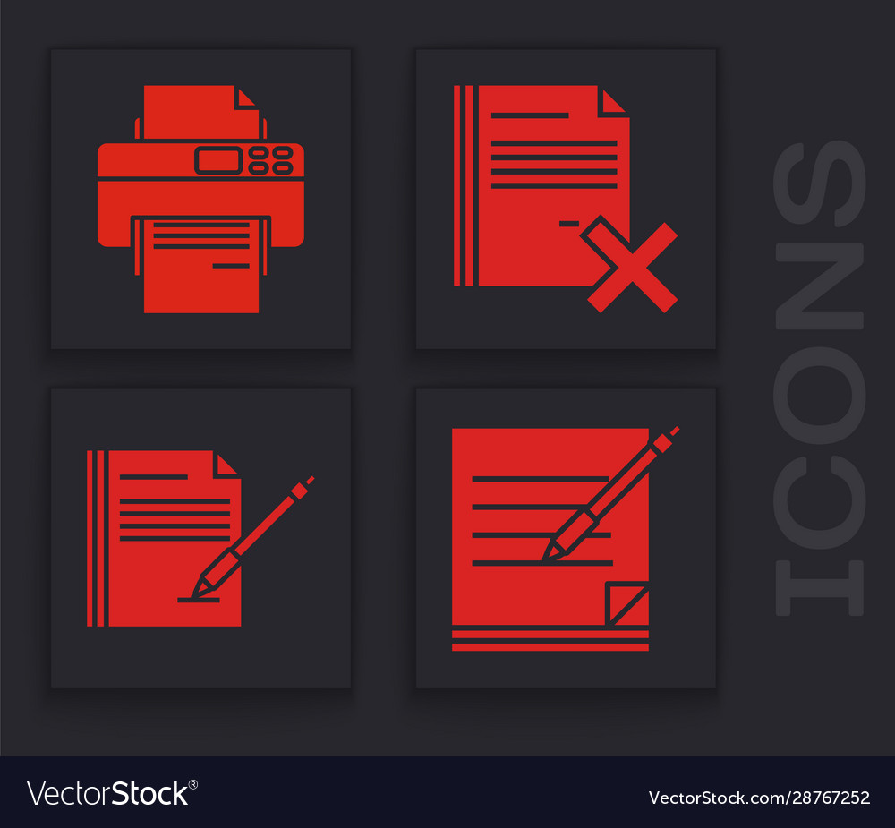 Set blank notebook and pen printer delete file vector image Set blank notebook and pen printer delete file