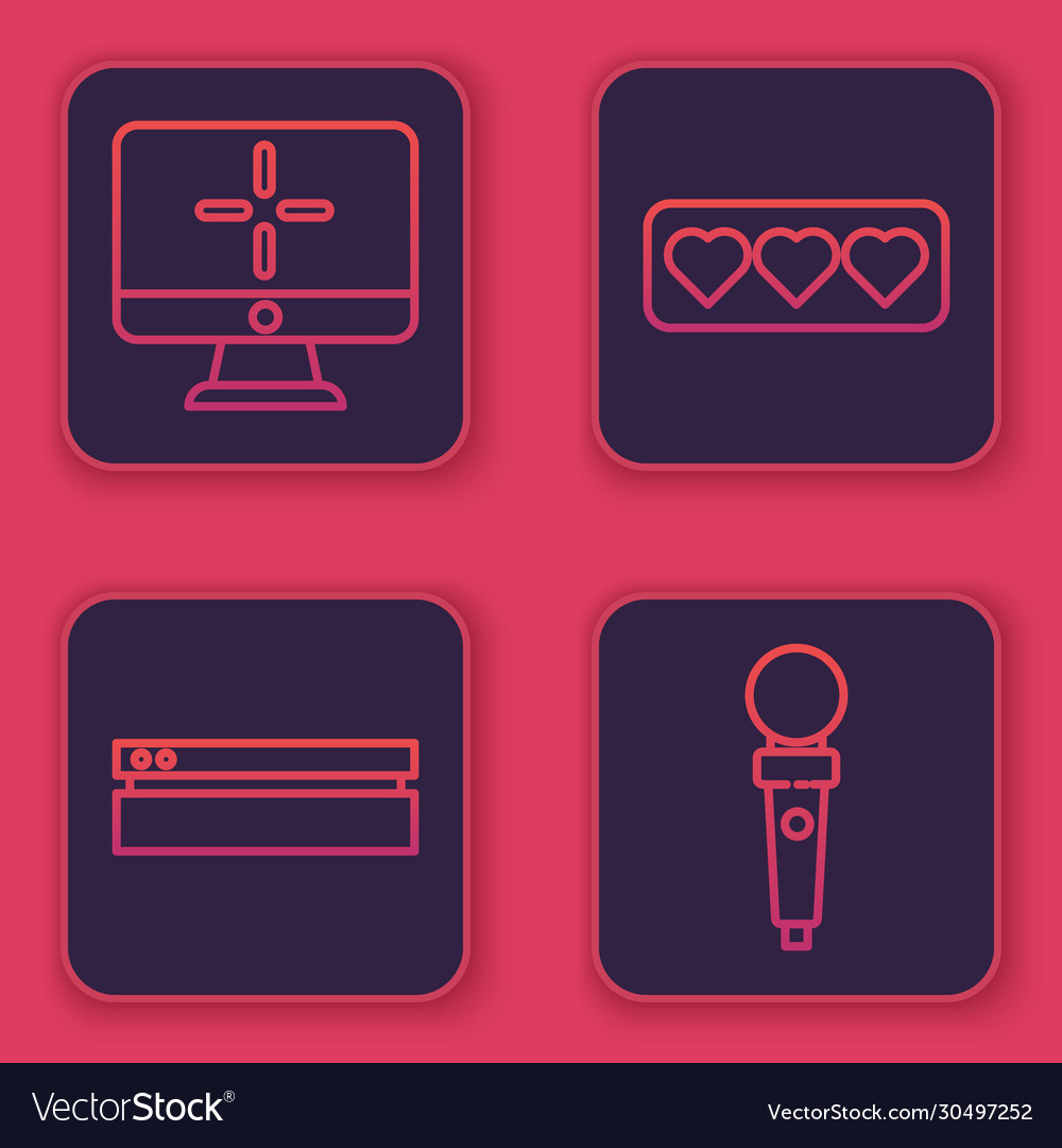 Set line computer monitor video game console vector image Set line computer monitor video game console