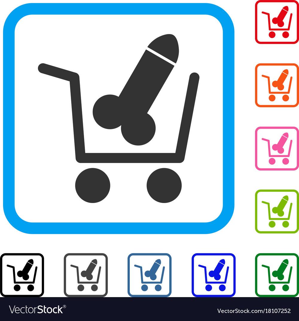 Sex shopping cart framed icon