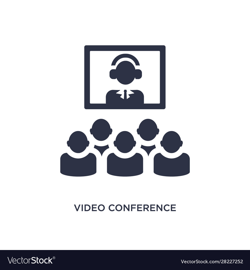 Video conference icon on white background simple