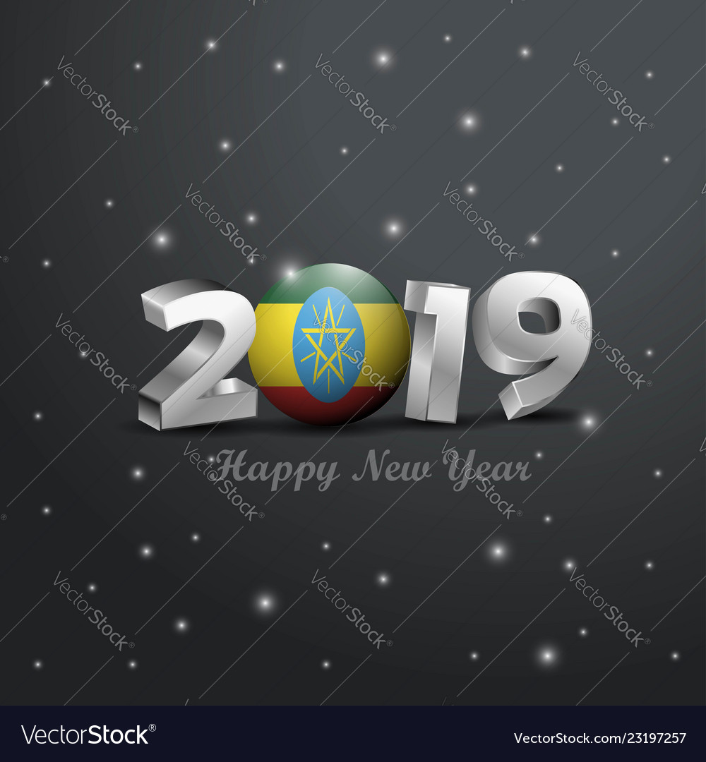 2019 happy new year ethiopia flag typography