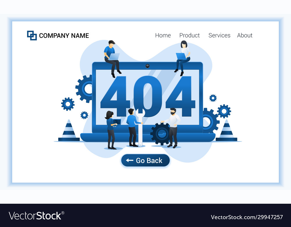 404 error page not found concept with group vector image 404 error page not found concept with group