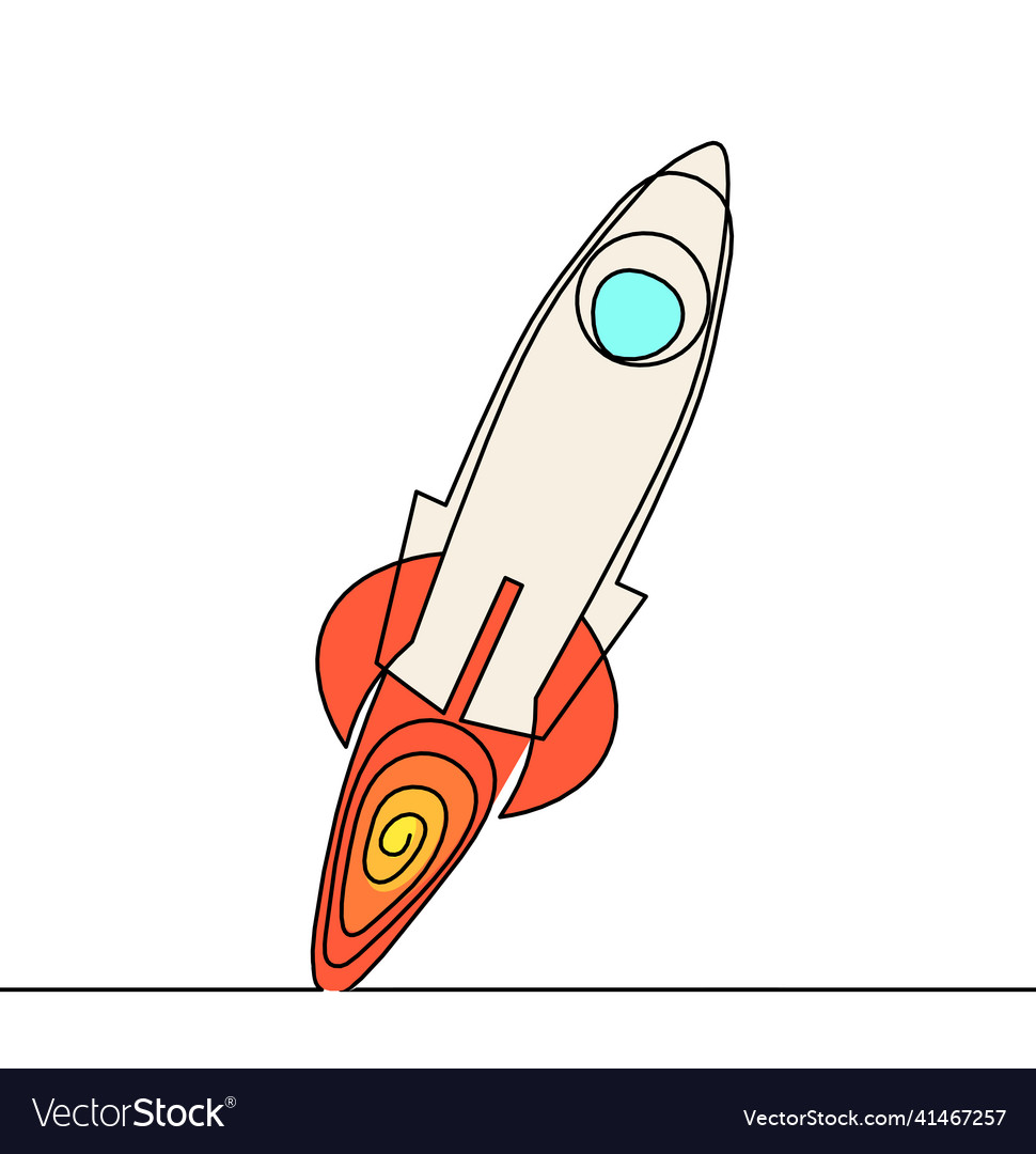 Abstract color rocket as continuous line drawing