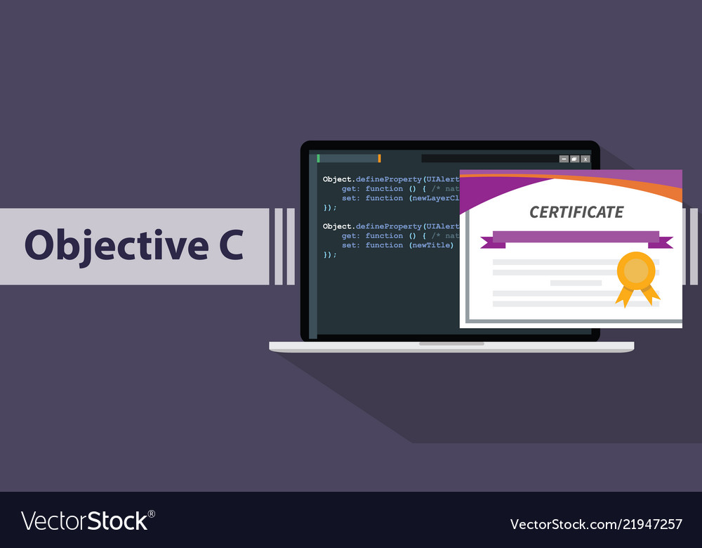 An objective c programming online learning Vector Image