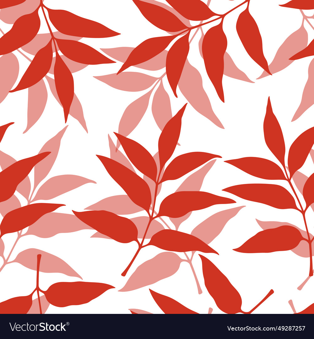 Autumn seamless pattern with red leaf silhouettes