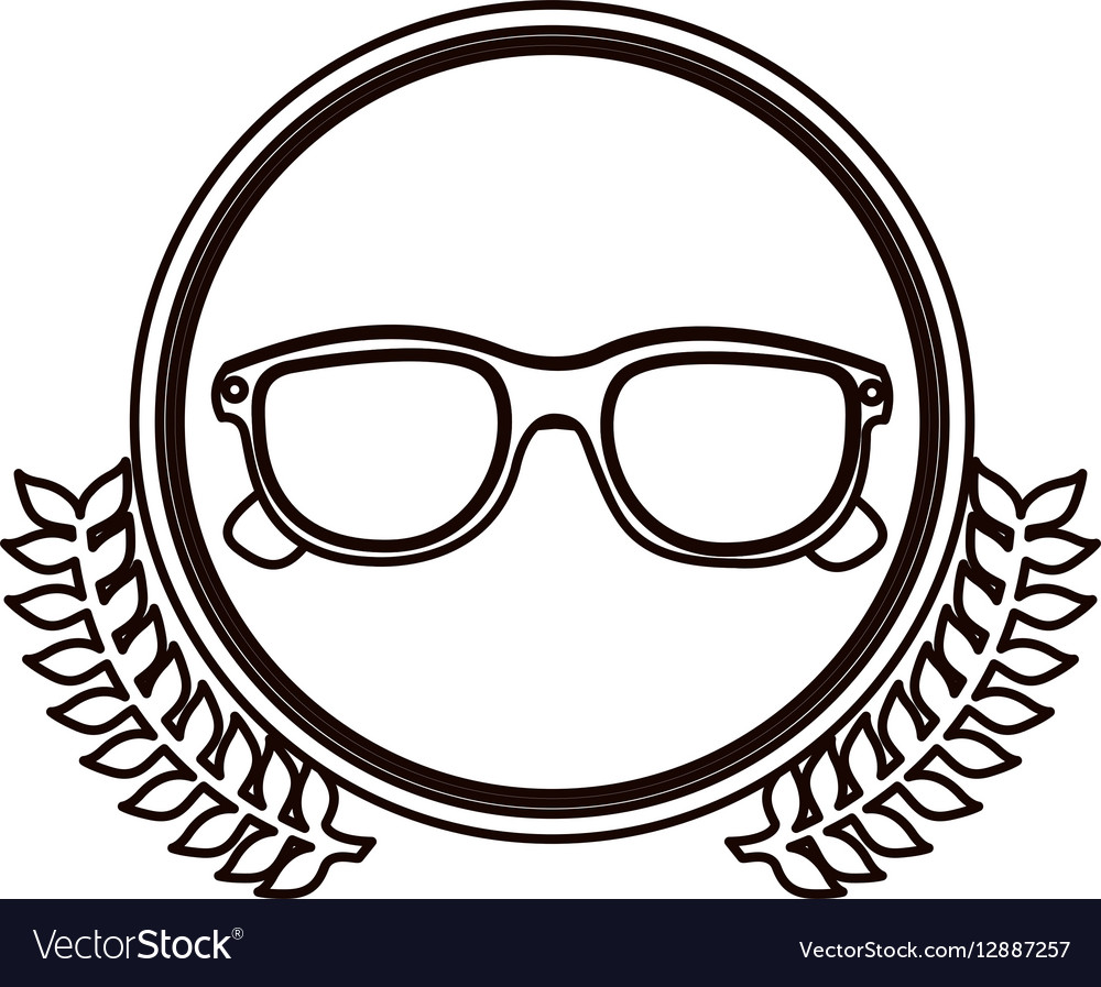 Black contour circle with decorative olive branch Vector Image