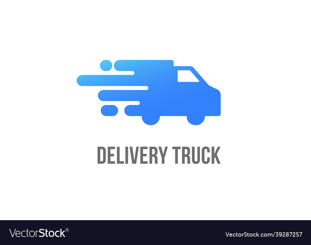 Blue delivery logo truck with wings emblem Vector Image