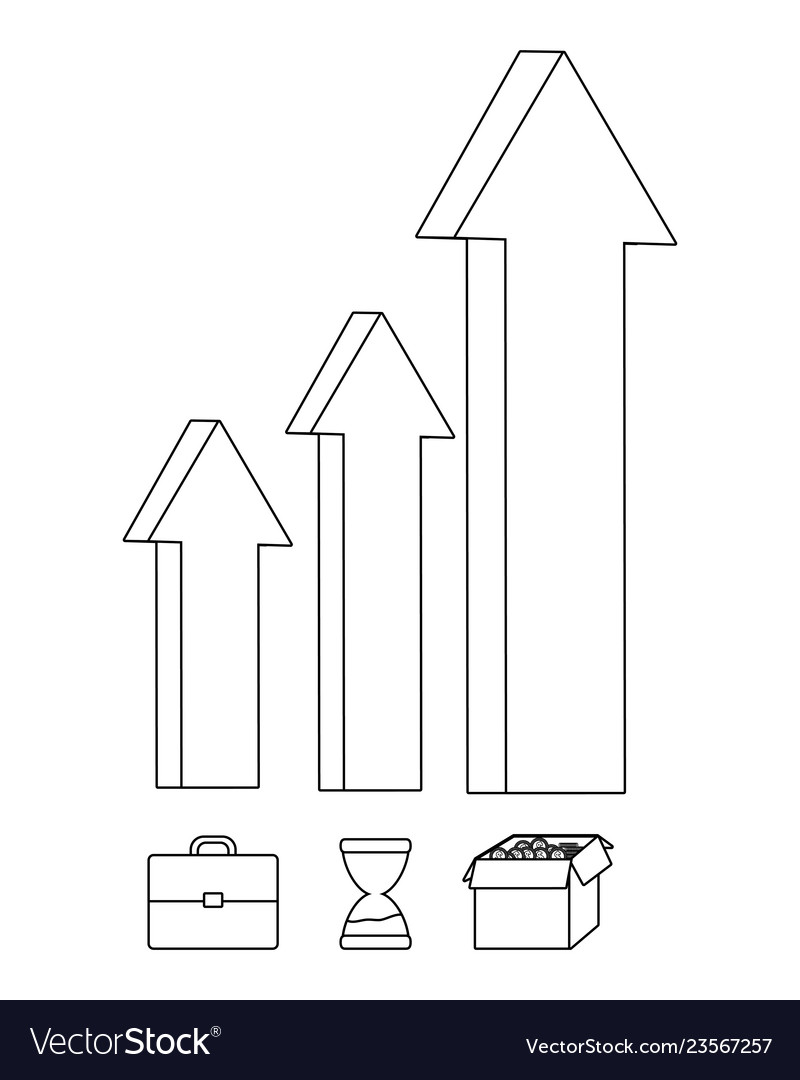 Business symbols and bars black white Royalty Free Vector