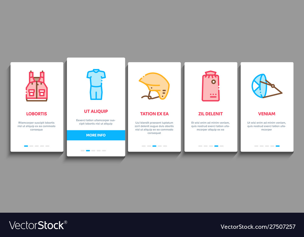 Canoeing onboarding elements icons set vector image Canoeing onboarding elements icons set