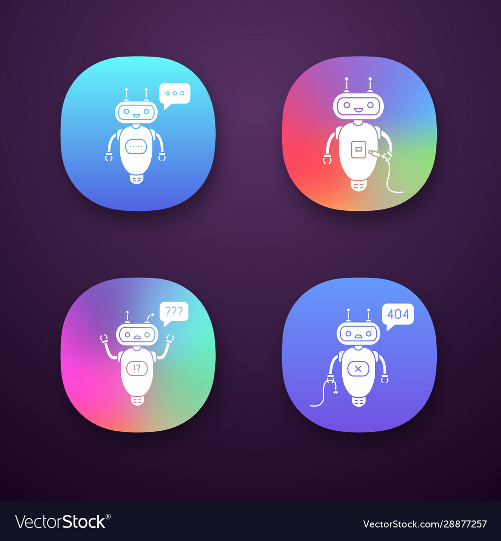 Chatbots app icons set vector image Chatbots app icons set