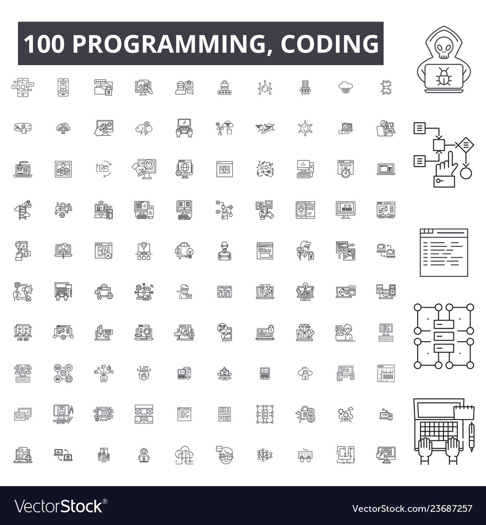 Coding Line Icons - 100 Pack