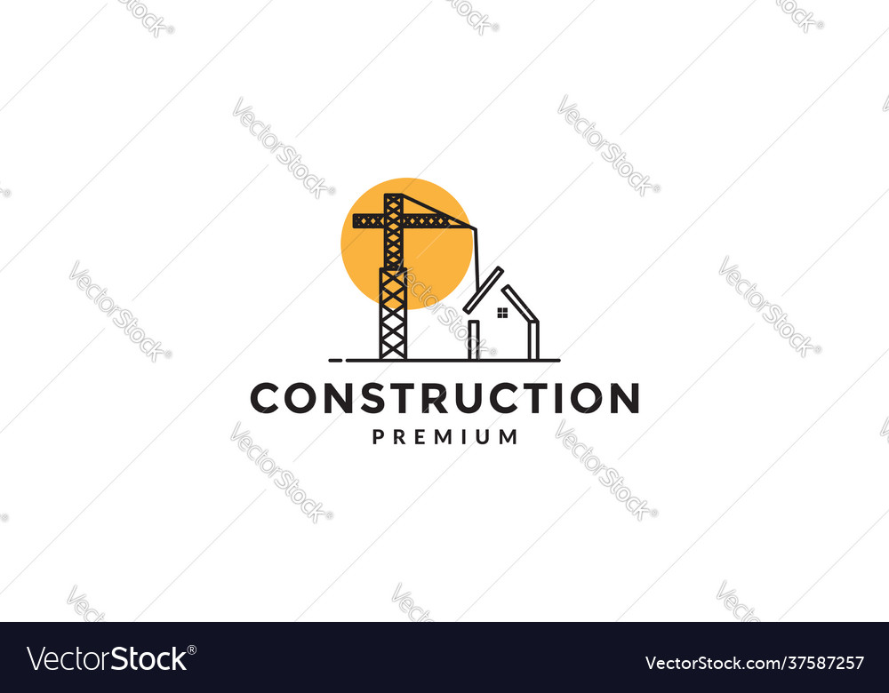 Construction crane with home lines logo symbol Vector Image