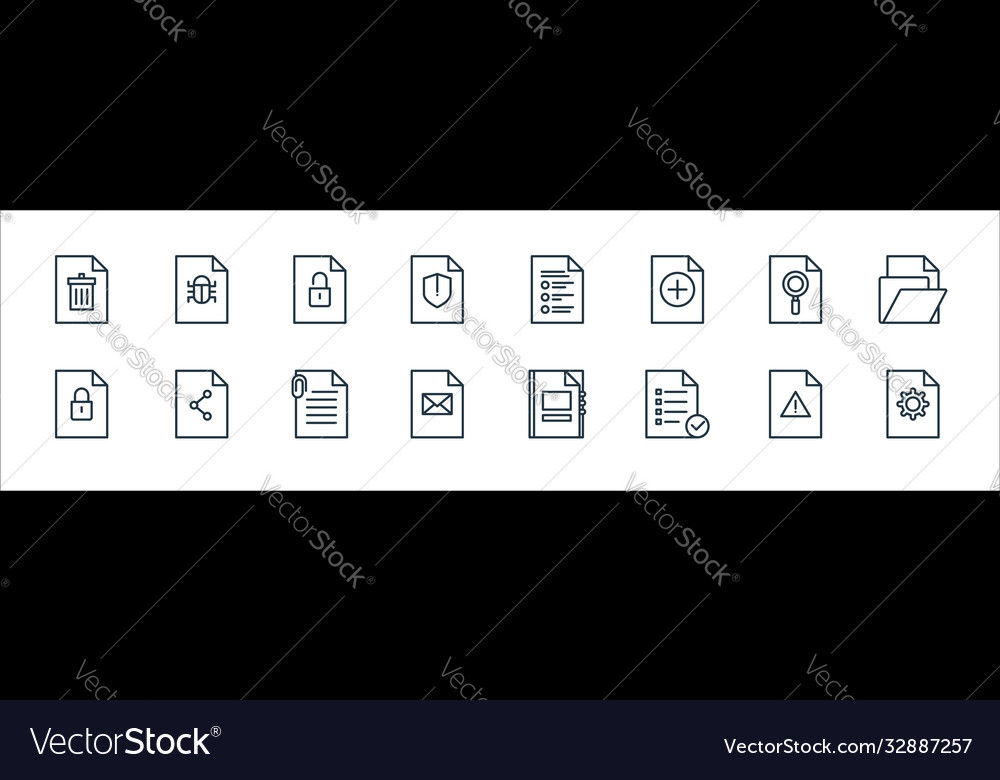 File and document outline line icons linear set vector image File and document outline line icons linear set