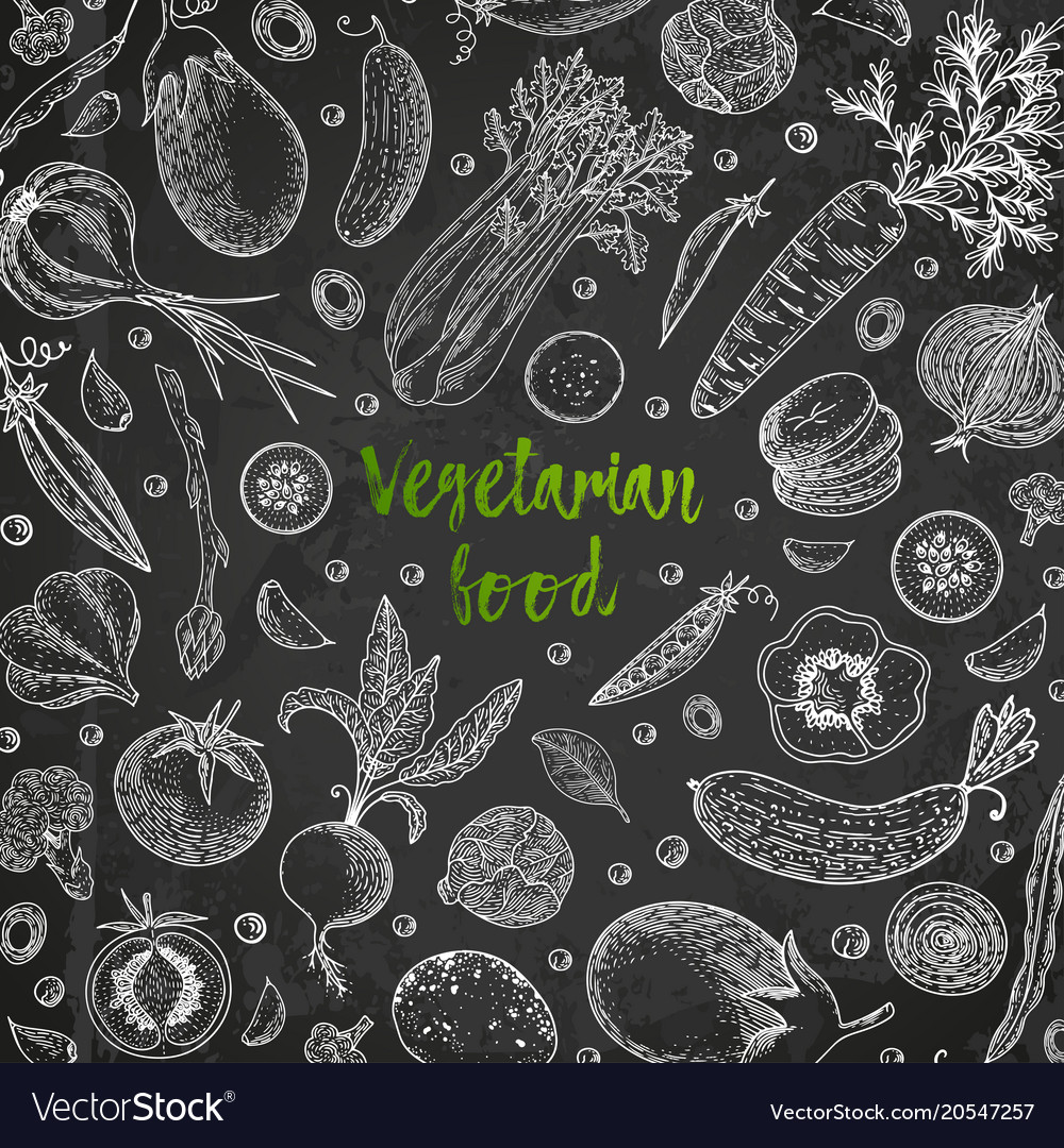 Fresh vegetables hand drawn frame Royalty Free Vector Image