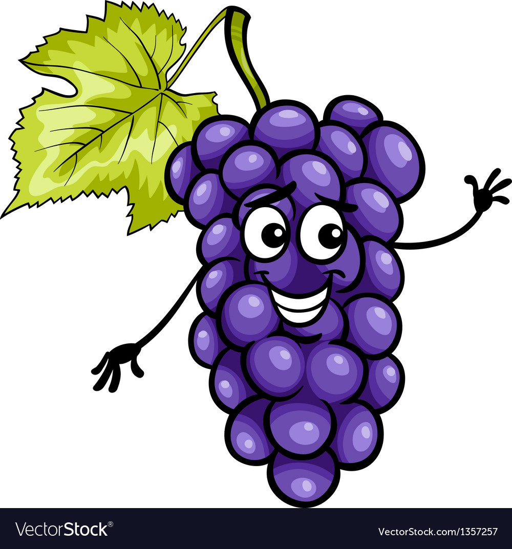 Funny blue grapes fruit cartoon Royalty Free Vector Image