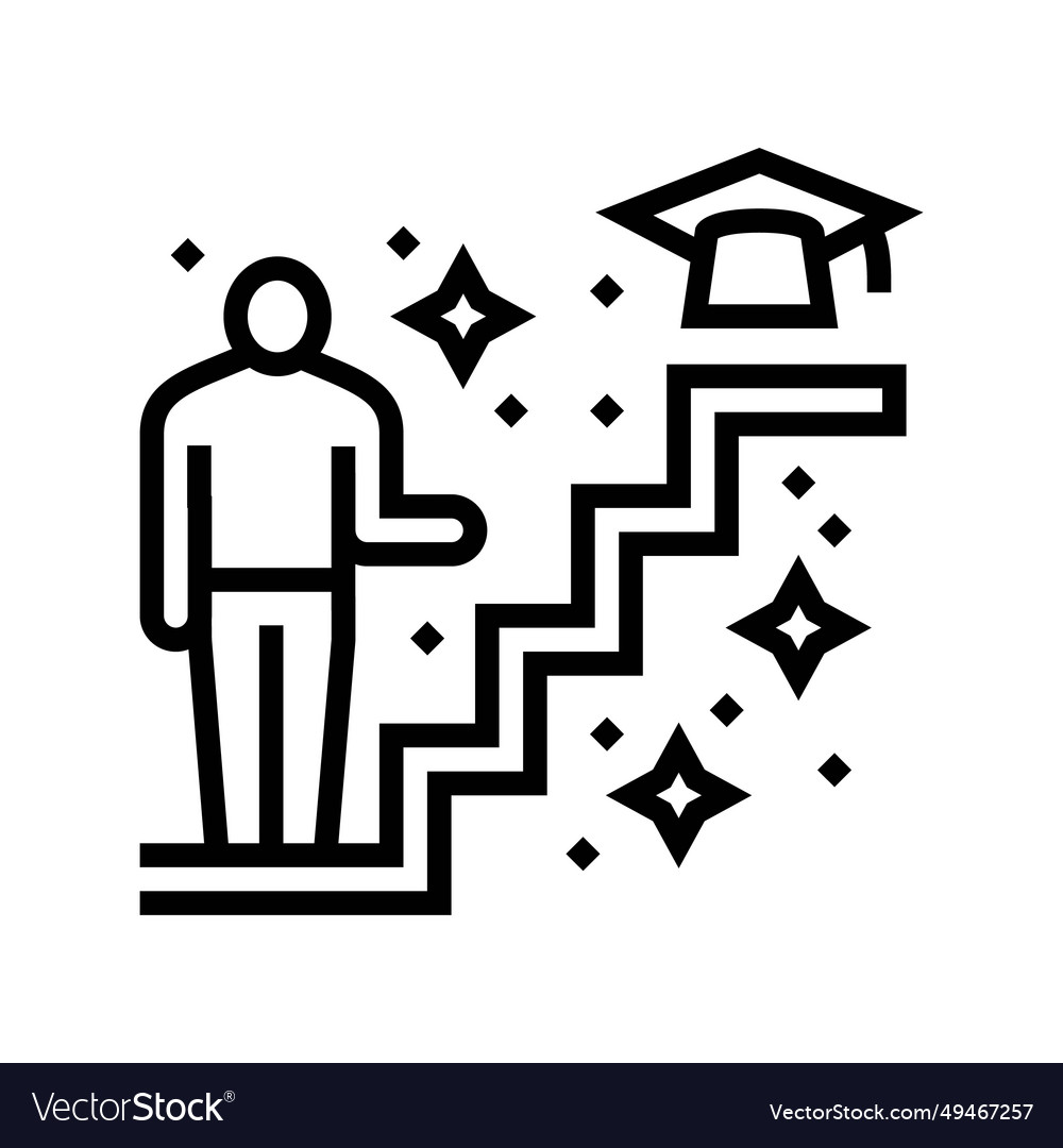Learning path online platform line icon