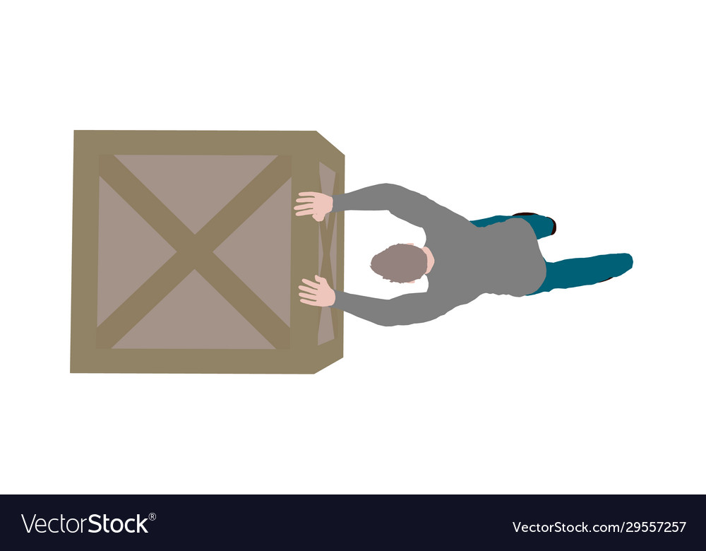 Man moving box isolated on white background