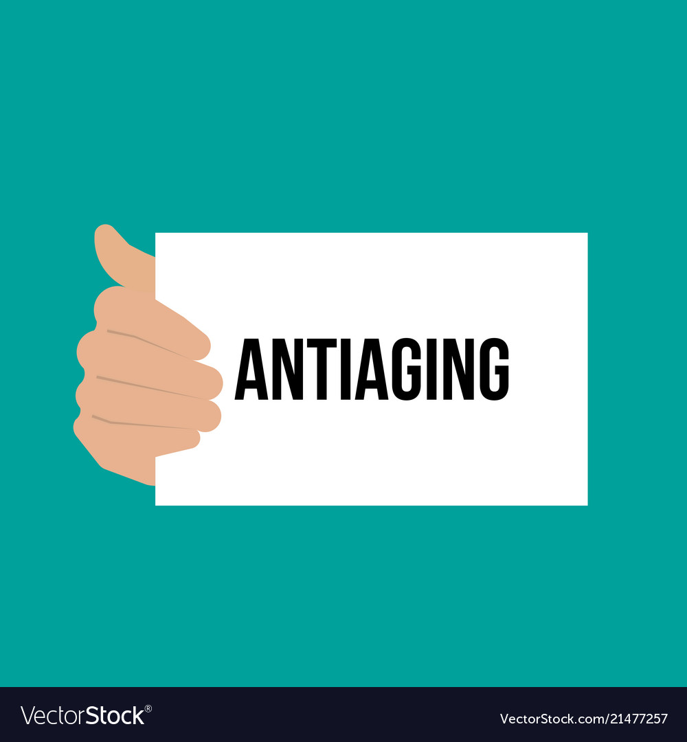 Man showing paper antiaging text vector image Man showing paper antiaging text