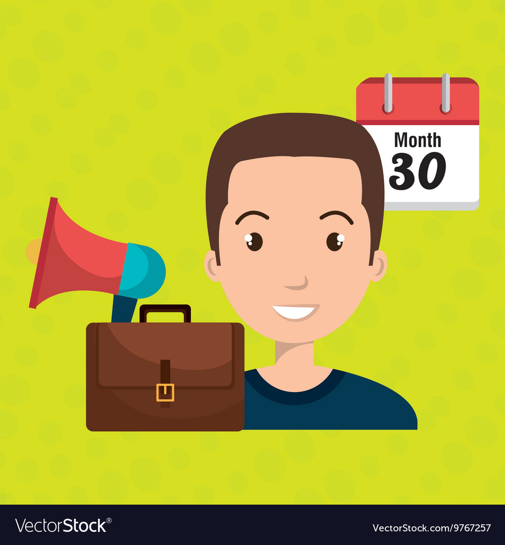 Man with speaker isolated icon design