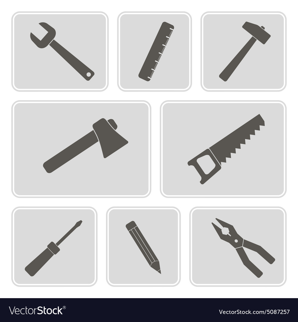 Monochrome icons with building tools
