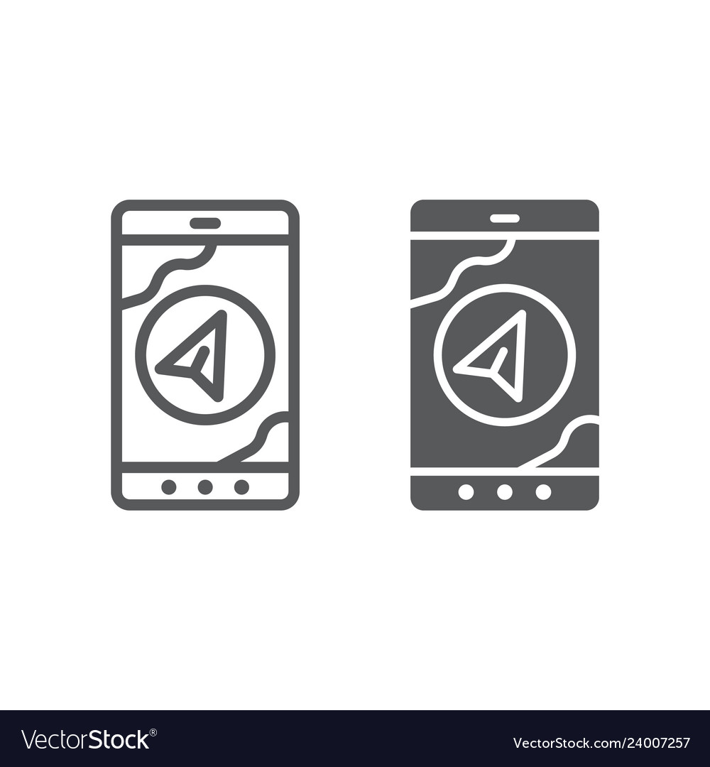 Navigation line and glyph icon gps location
