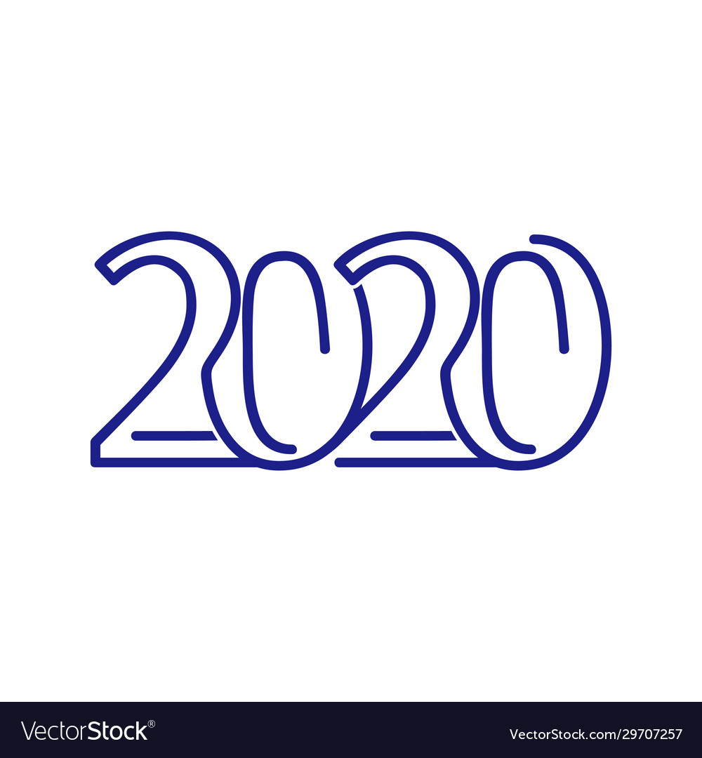 Number 2020 thin lines art linked design