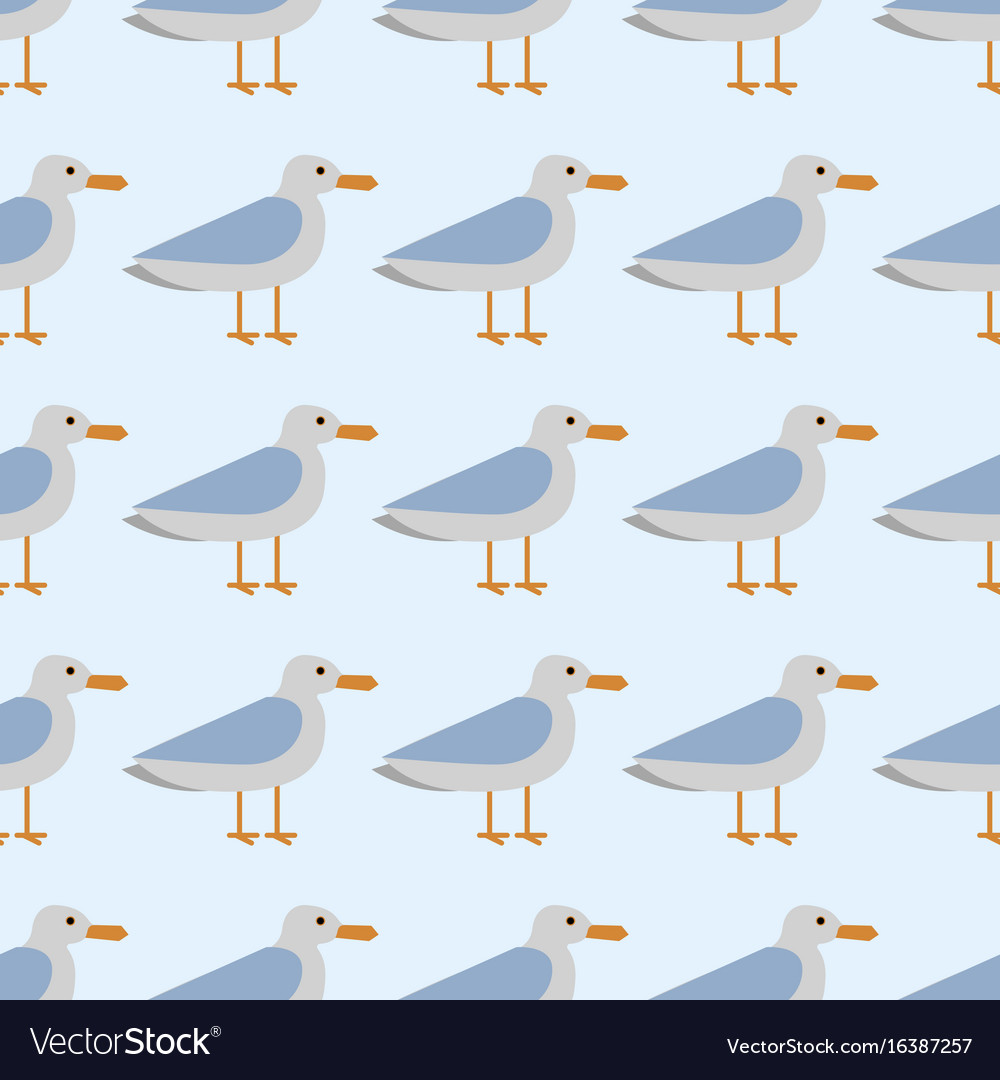 Seabird Seamless Pattern - Blue & White